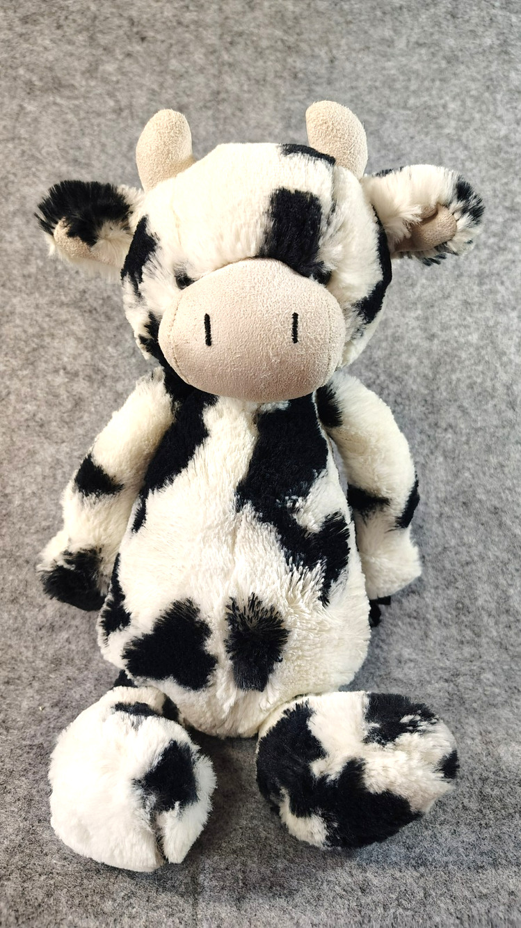 Authentic Jellycat BASHFUL CALF Medium 12" Black White Cow Rare